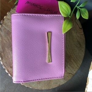 Betsey Johnson Purple Bow Bifold Wallet Faux Leather Gold Bar NWT